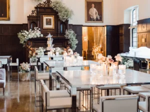 Dinner seating for a luxury event with furniture rentals by Luxe Modern Rentals Toronto