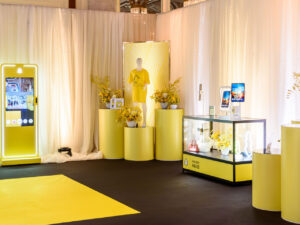 Custom branded decor and displays for a Fashion Haus event provided by Luxe Modern Rentals Toronto