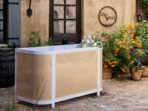 Outdoor event furniture rental setup for a reception in Toronto