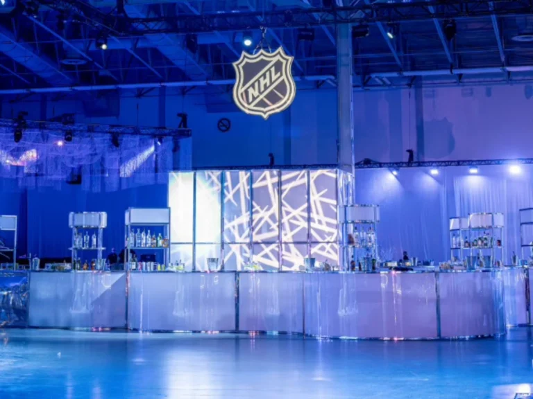 Catering furniture for an NHL event with furniture rentals by Luxe Modern Rentals Toronto