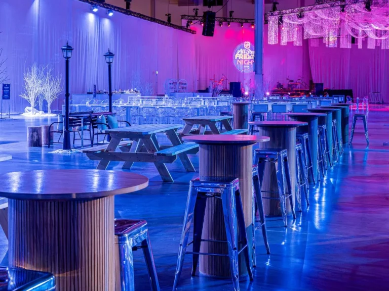 Seating for an NHL event with furniture rentals by Luxe Modern Rentals Toronto
