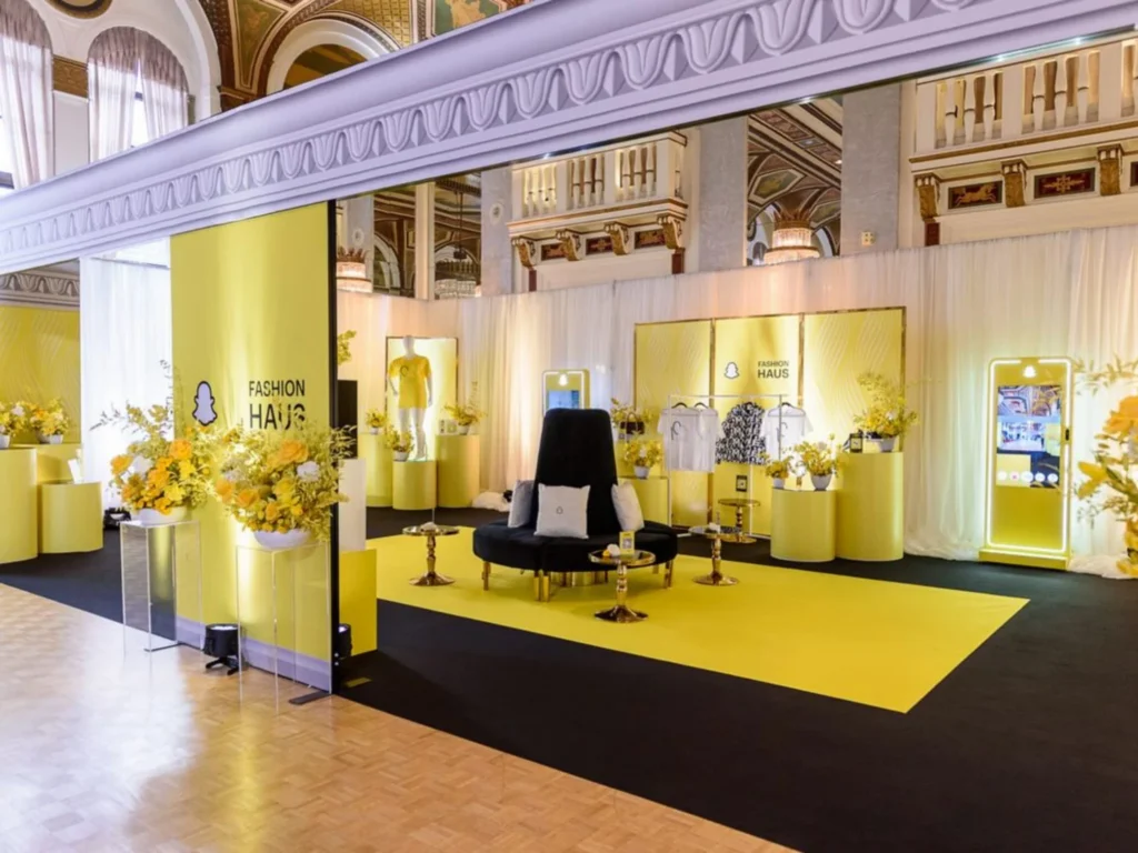 Custom branded decor and seating for a Fashion Haus event provided by Luxe Modern Rentals Toronto