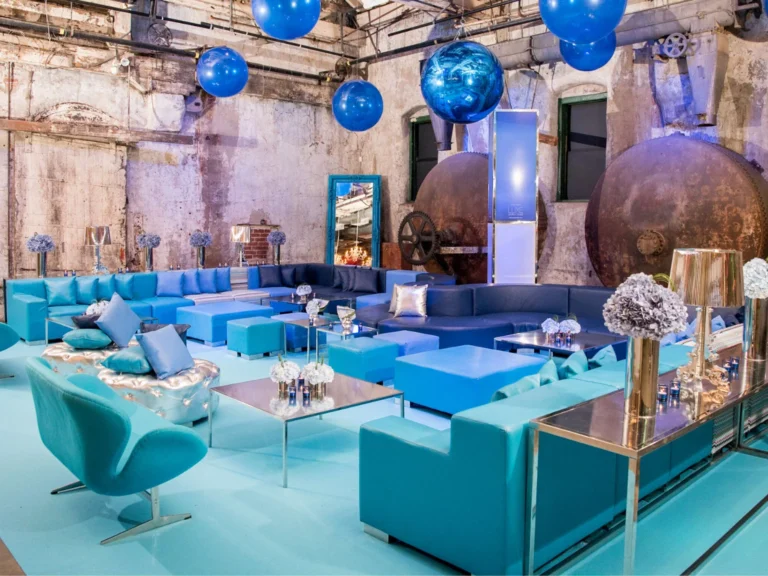 Modular seating for a modern event with furniture rentals by Luxe Modern Rentals Toronto
