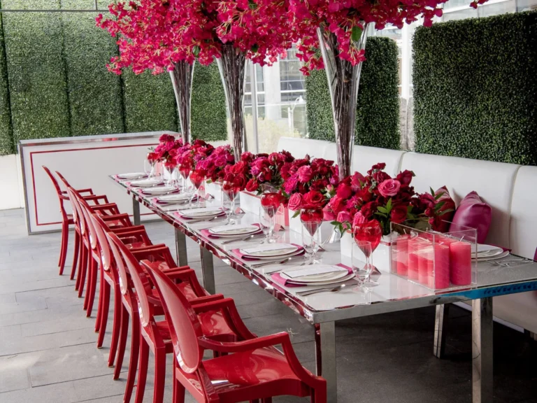 Outdoor event furniture rental setup for a summer gala in Toronto